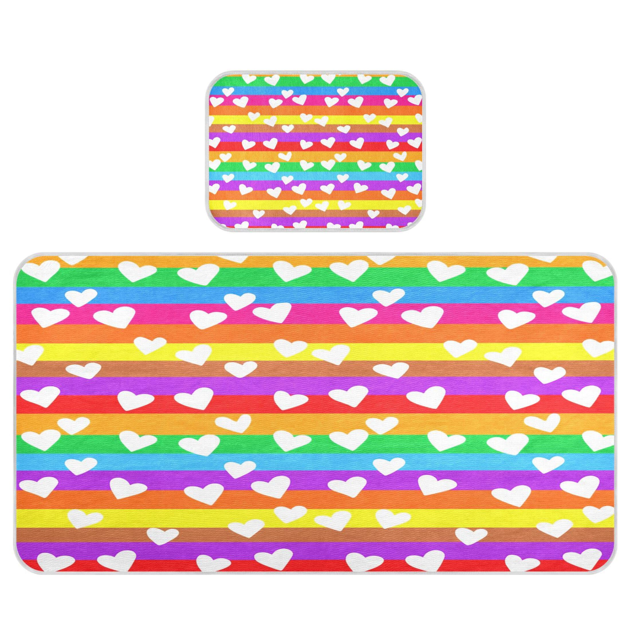 Takiito Rainbow Colored Stripes Baby Cooling Mattress Pad, Soft & Breathable Cooling Mat Keep Baby Cool in Summer 28x52 in, Nursery Essential