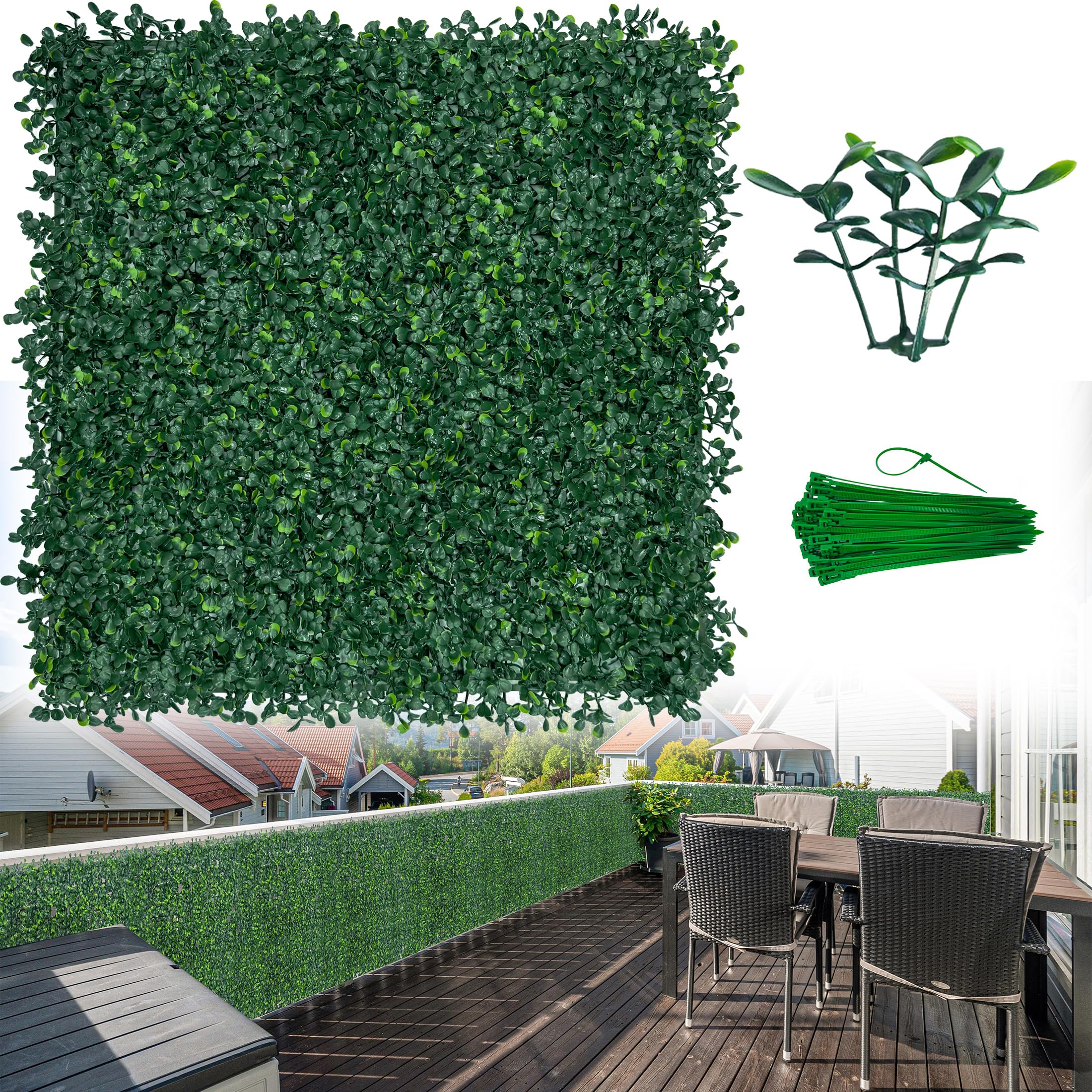 Photo 1 of ODTORY Artificial Grass Wall Privacy Fence Screen, 20X20 in 8P (22.3 sqft)