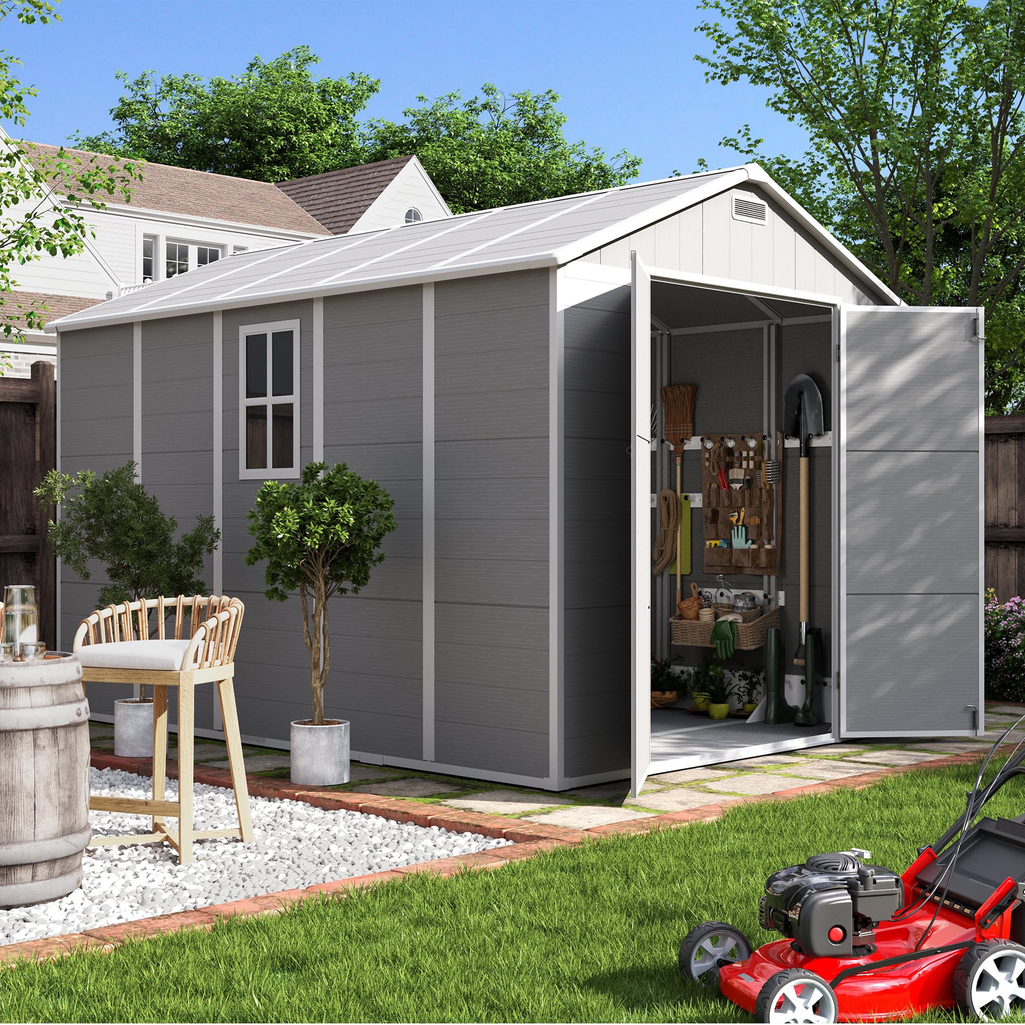 Amazon.com : UDPATIO Outdoor Storage Shed 7.5x10.7 FT, Resin Plastic ...
