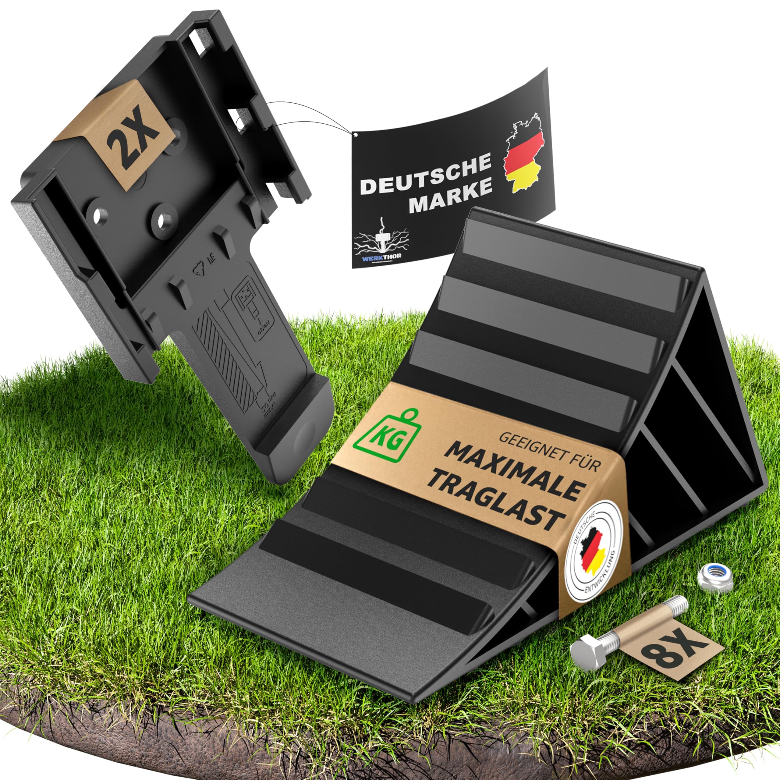 WERKTHOR Unterlegkeile Test SEHR GUT [2er Set] & Befestigungsmaterial - Unterlegkeile Anhänger bis 1600kg Achslast - Keil PKW Anhänger Zubehör (Montierbar)