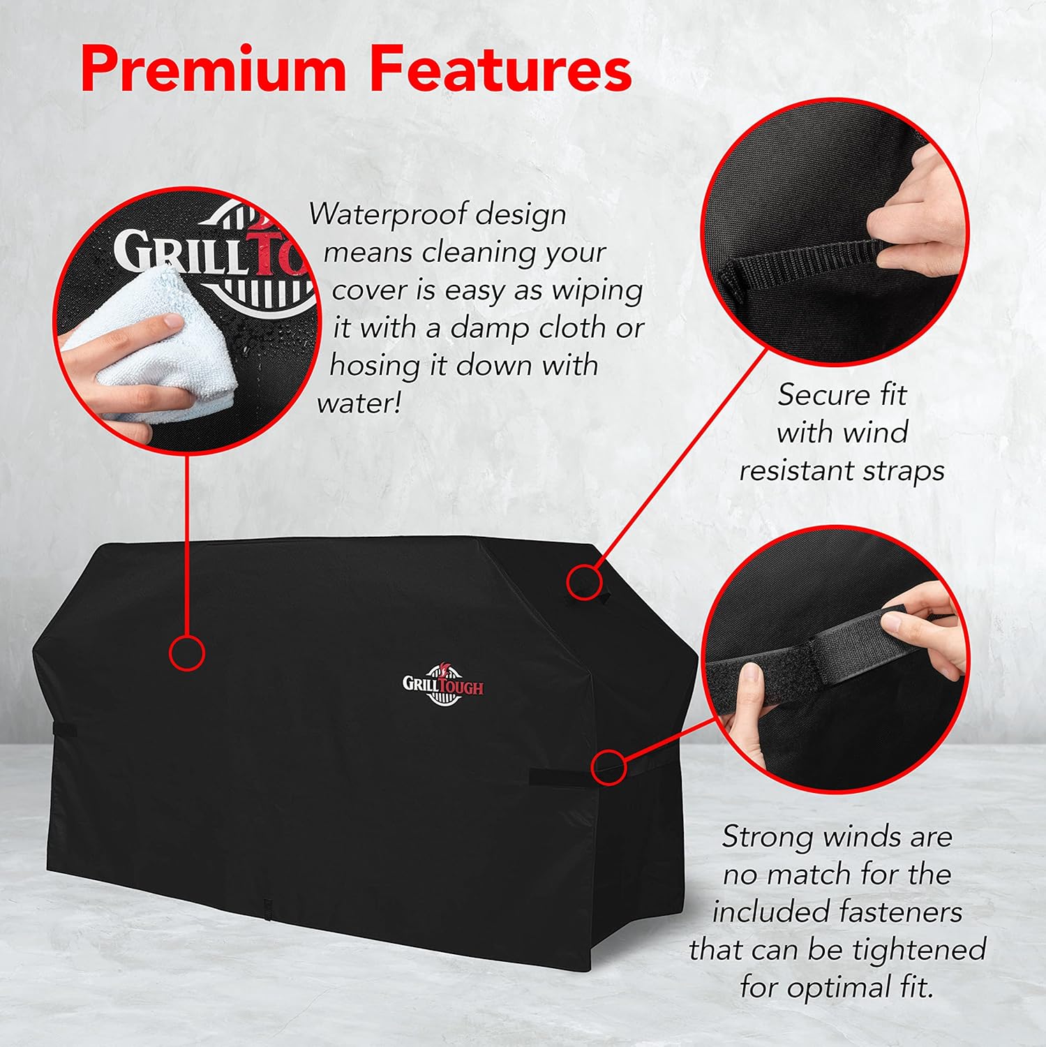 GrillTough Heavy Duty Griddle Cover for Outdoor Griddle, Fits 36 Inch Griddle – Waterproof, Weather Resistant, UV & Fade Resistant with Adjustable Straps – Flat Grill Cover, Black