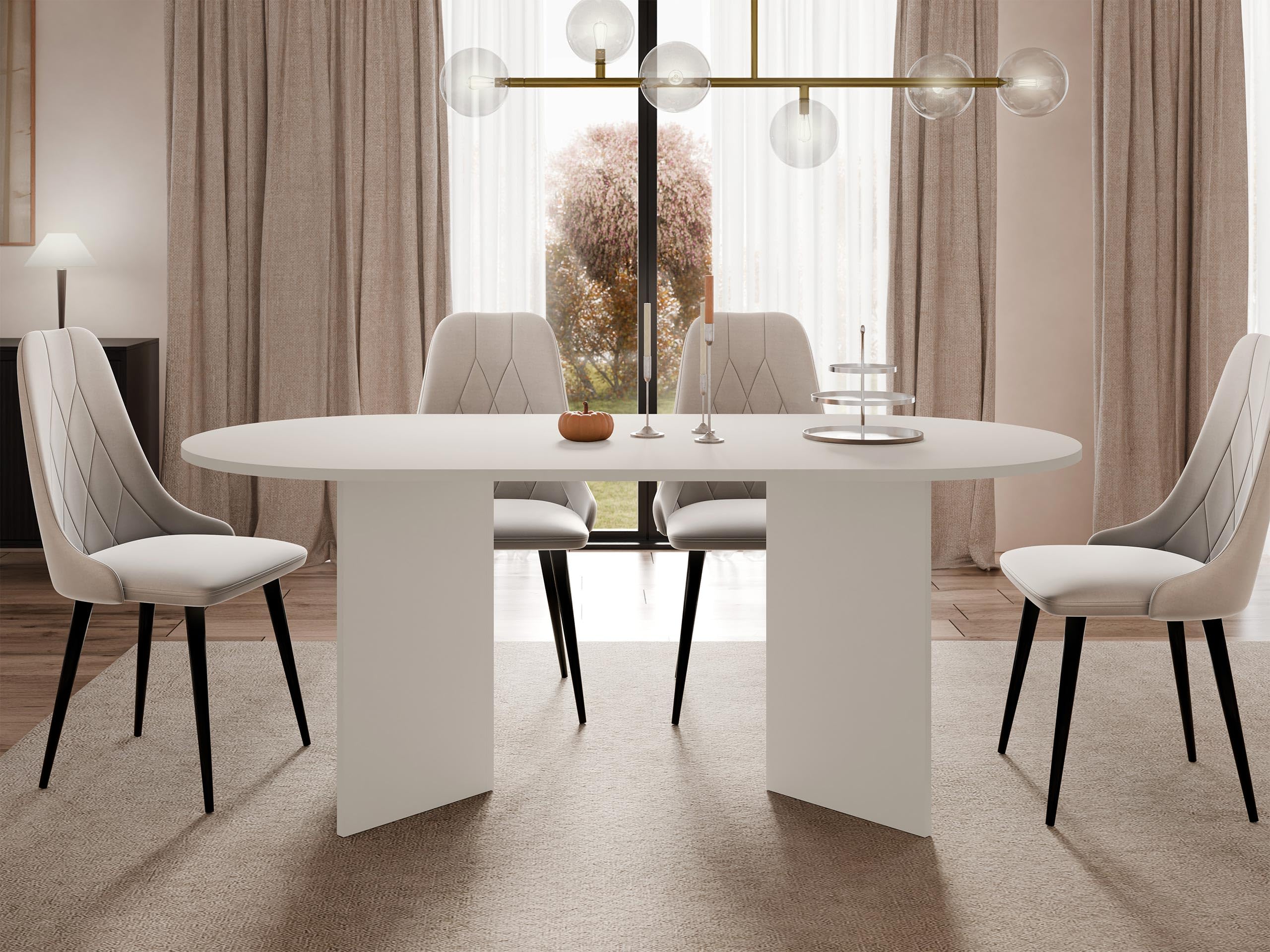 Mirjan24 Tisch für Esszimmer Gelizo, Rechteckiger Esstisch, Küchentisch, Esszimmertisch (Sandbeige)
