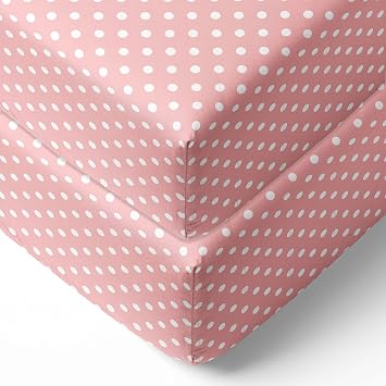 Bacati - 2 Pack Mix and Match Pin Dots Girls 100% Cotton Universal Baby US Standard Crib or Toddler Bed Fitted Sheets Pin Dots, Coral