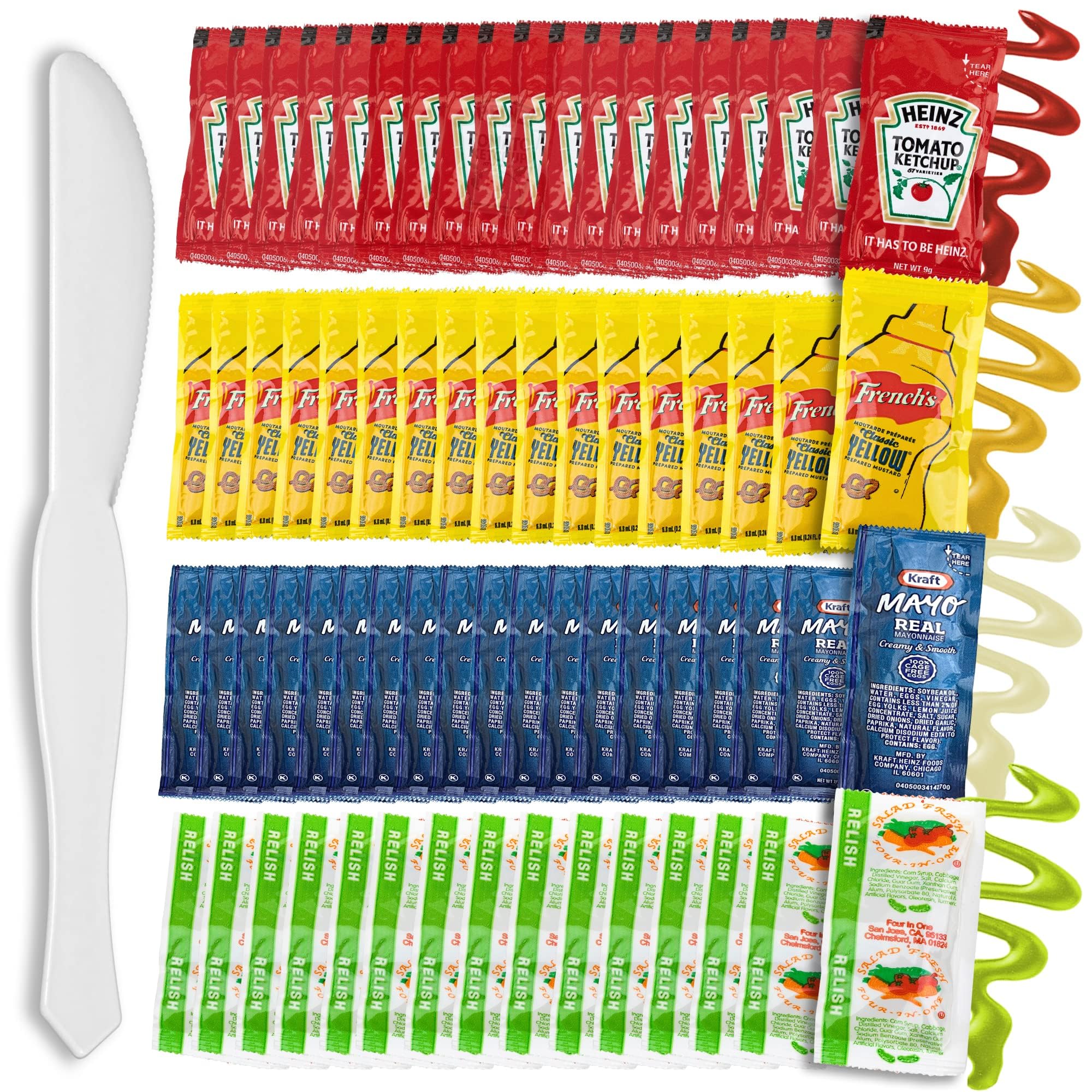 Buy GrabnGo Condiment Packs with Spreader 50 Single Serve Pouches