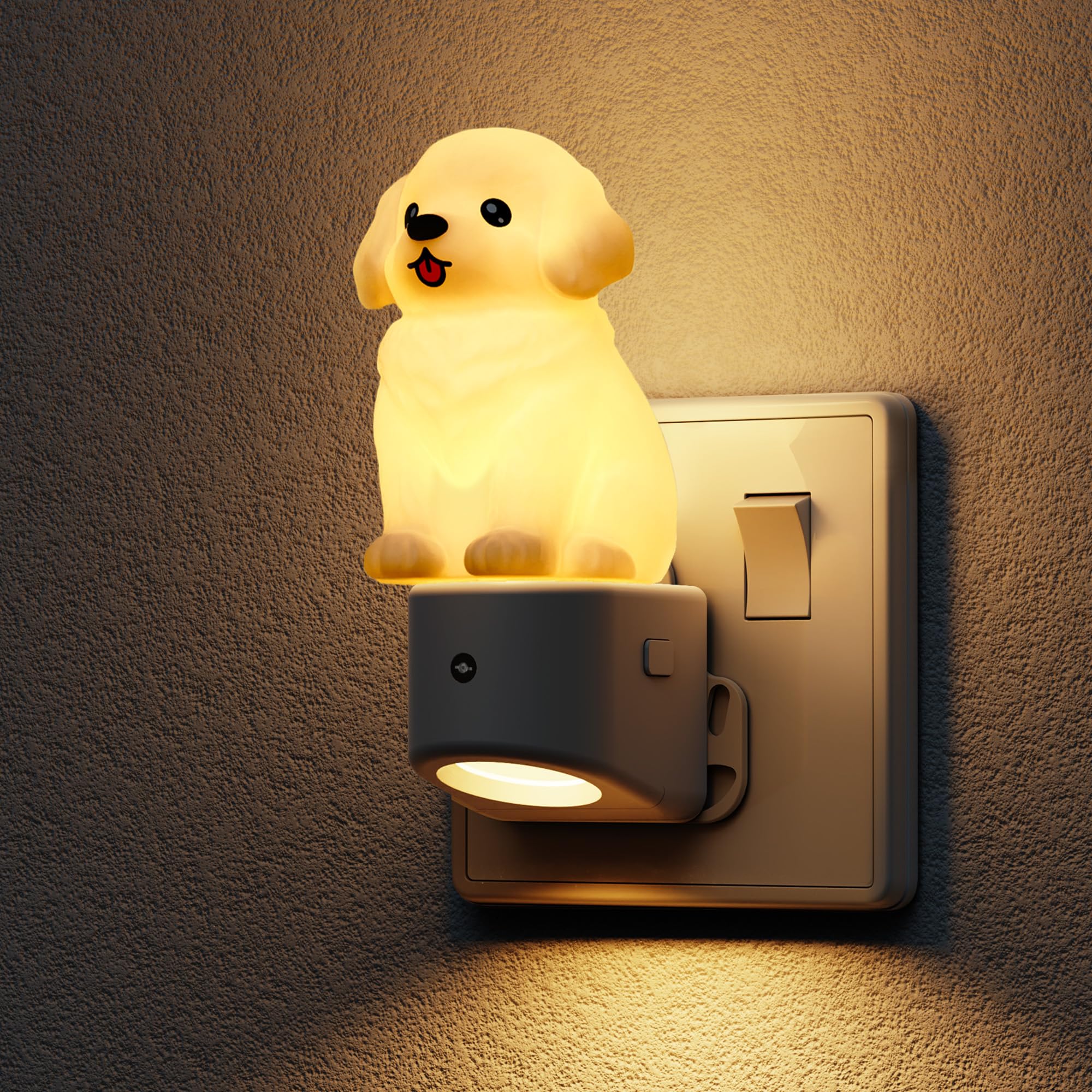 LOHAS-LED Night Light, 3D Golden Retriever Night Light Plug in Wall, Dusk to Dawn Sensor, RGB + Warm White 3000K, Baby Nightlight for Hallway, Nursery, Kids Room, Bedroom, Toddler — image 1