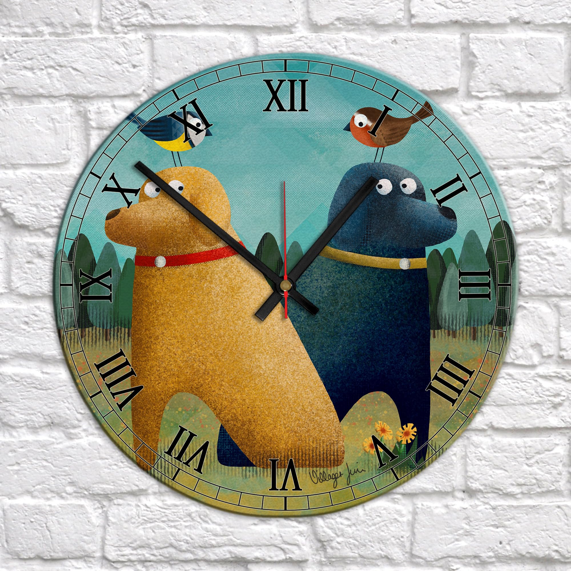 Image Industry 'Sitting in Jims Garden' Labrador Clock - Glass Clock - Wall Clock - Dog Lovers - Dog Gift