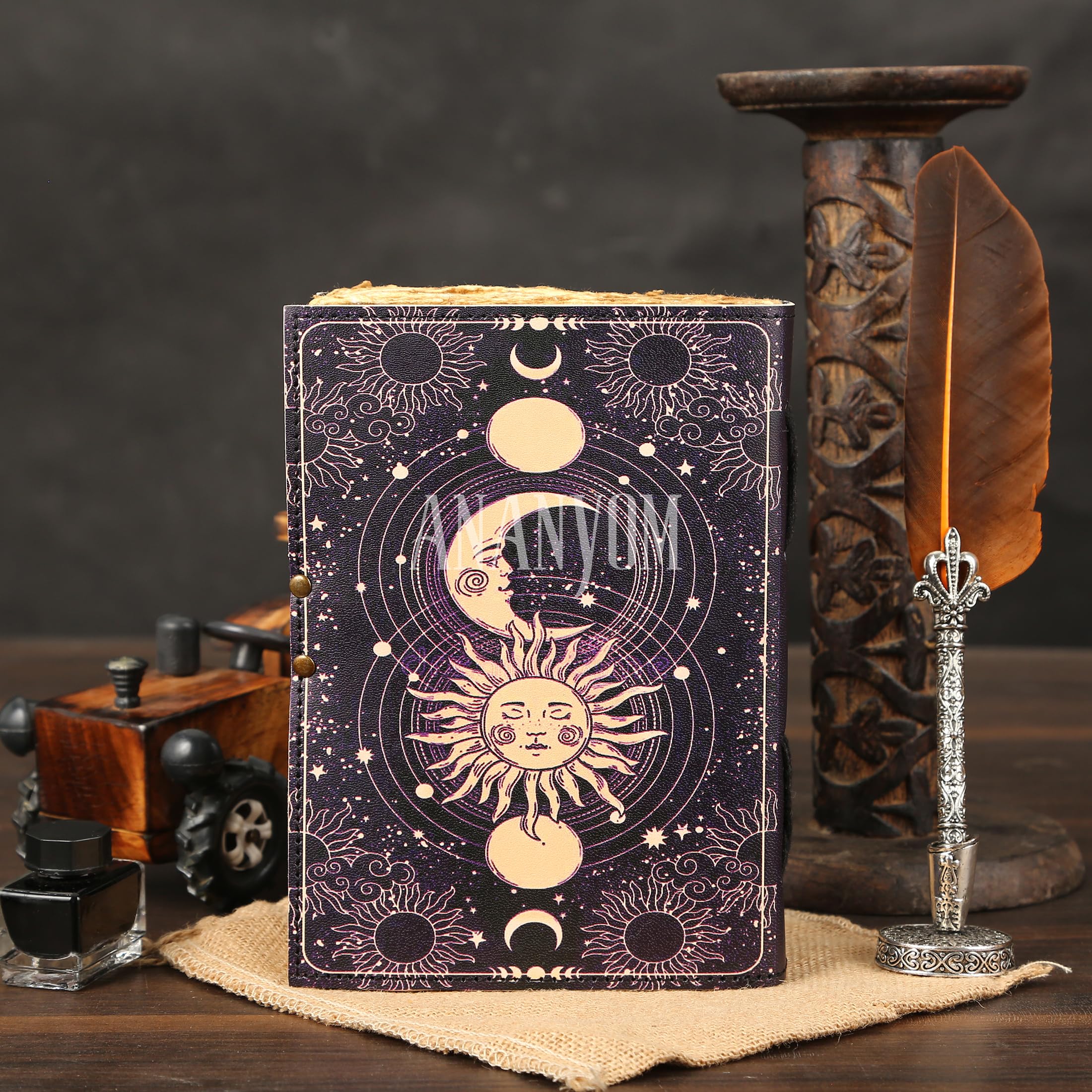 ANANYOM Handmade Leather Journal, Purple - Image 4
