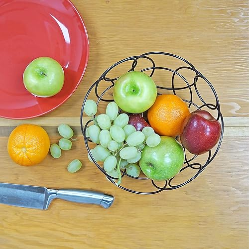 Vista 17 de Southern Homewares Cesta de frutas redonda, cuenco decorativo para encimera de cocina, 10 3/8 pulgadas de diámetro, color rojo