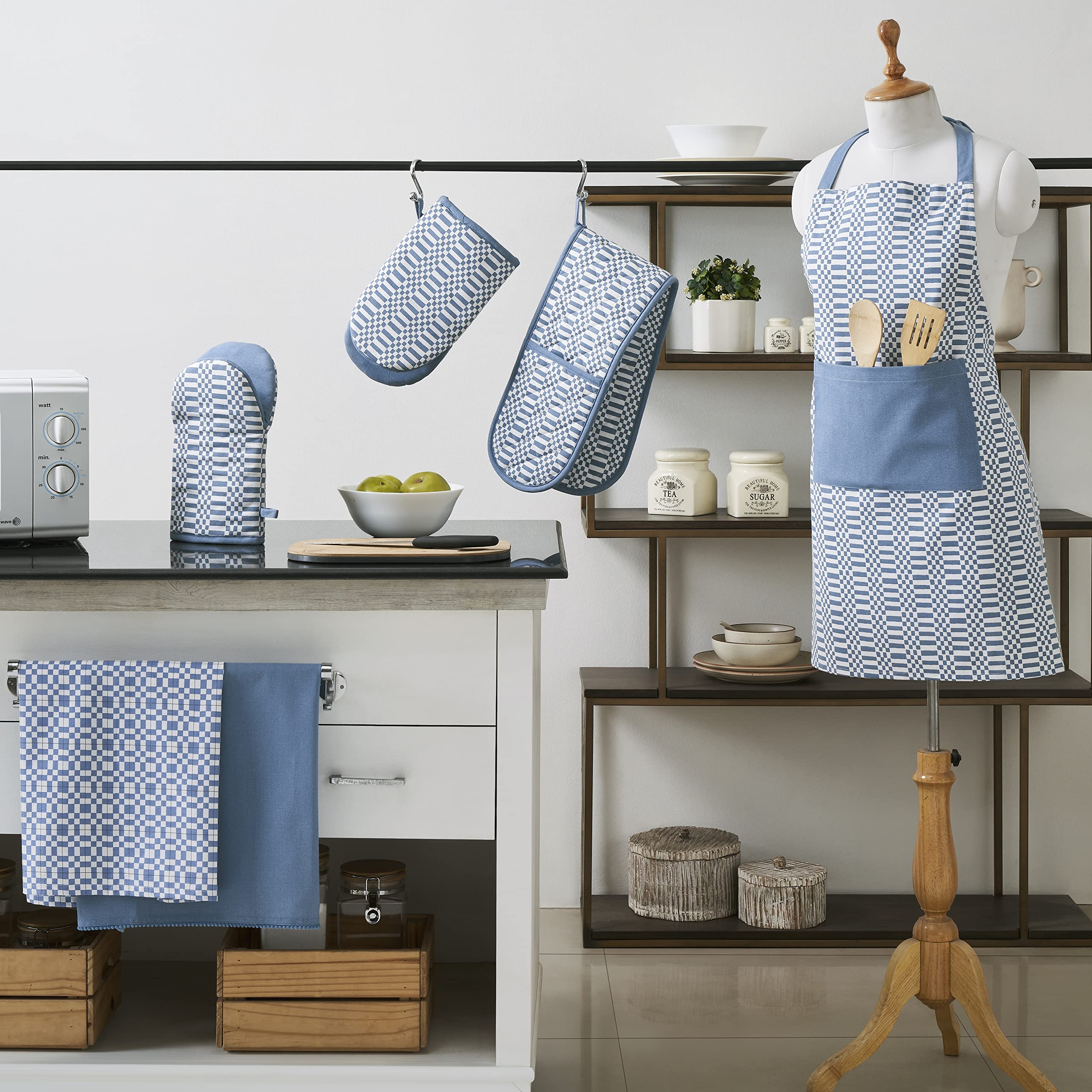 Penguin Home Set of 2 Recycled cotton Tea Towels, Eco Friendly Sustainable Plain Woven & Printed Kitchen Towels - Image 3