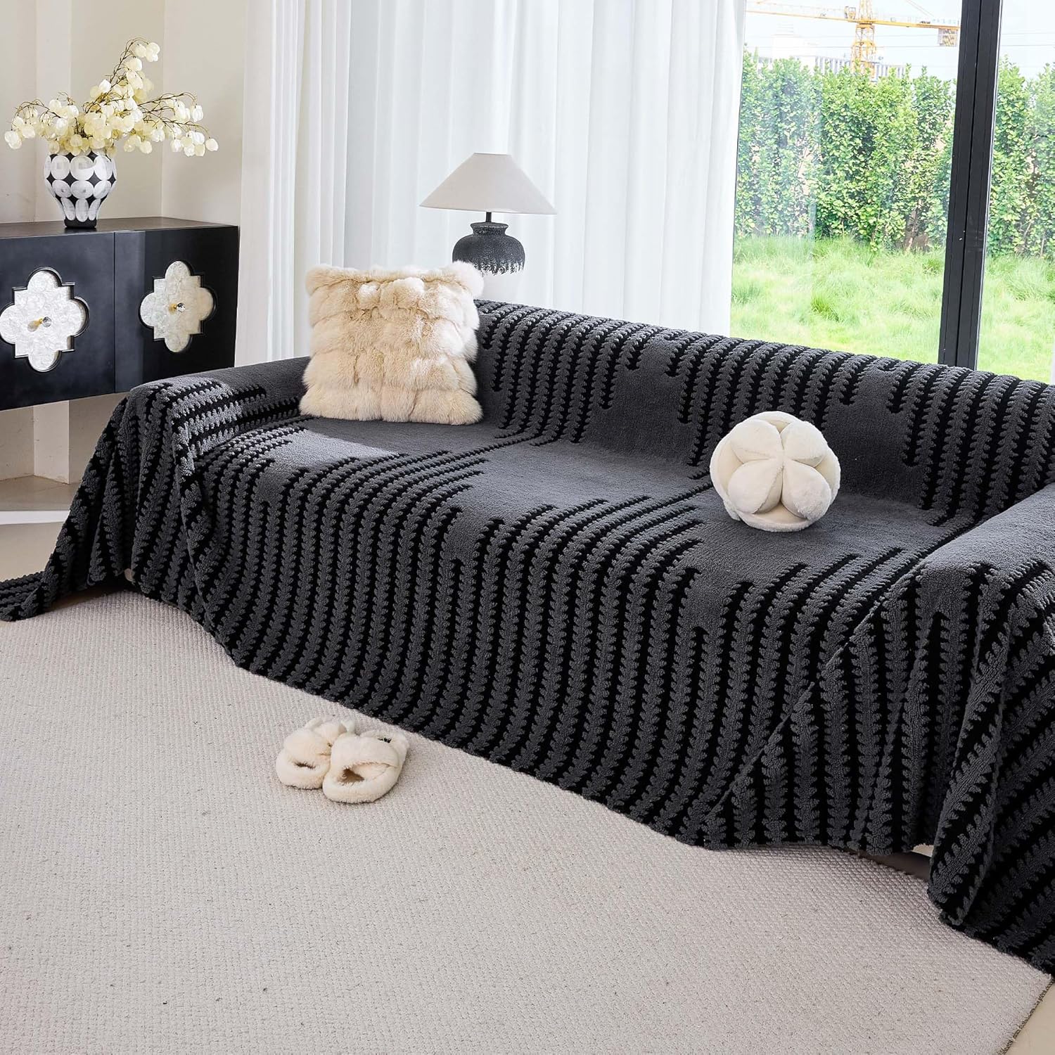 Couch Covers for 3-4 Cushion Couch Sofa, Pet Friendly Sofa Covers Washable, Heavy Duty Scratch Resistant Furniture Cover for Dogs Fits 3 Seat, 71" x 150", Gray