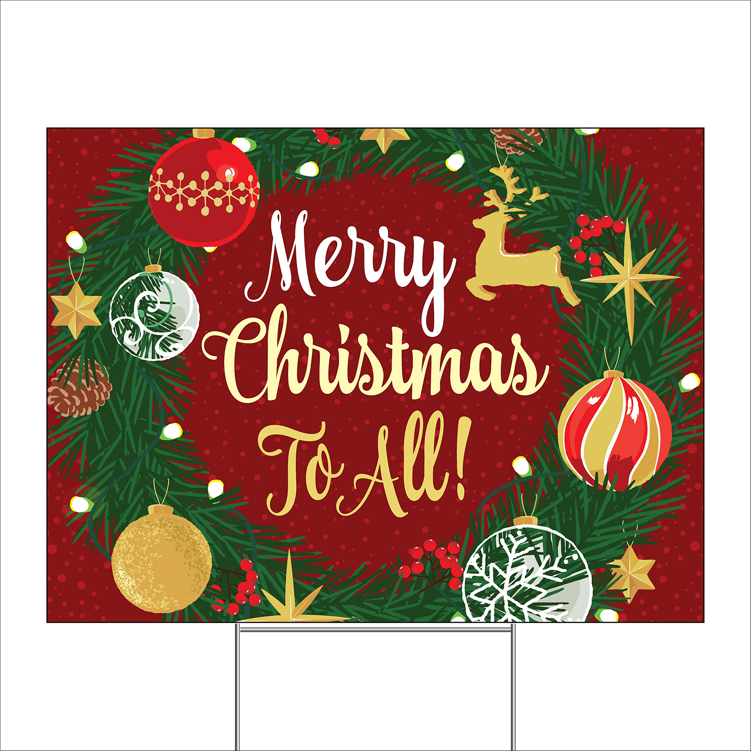 Imagine Signs | Merry Christmas To All | Holiday Yard Sign | 18" x 24"