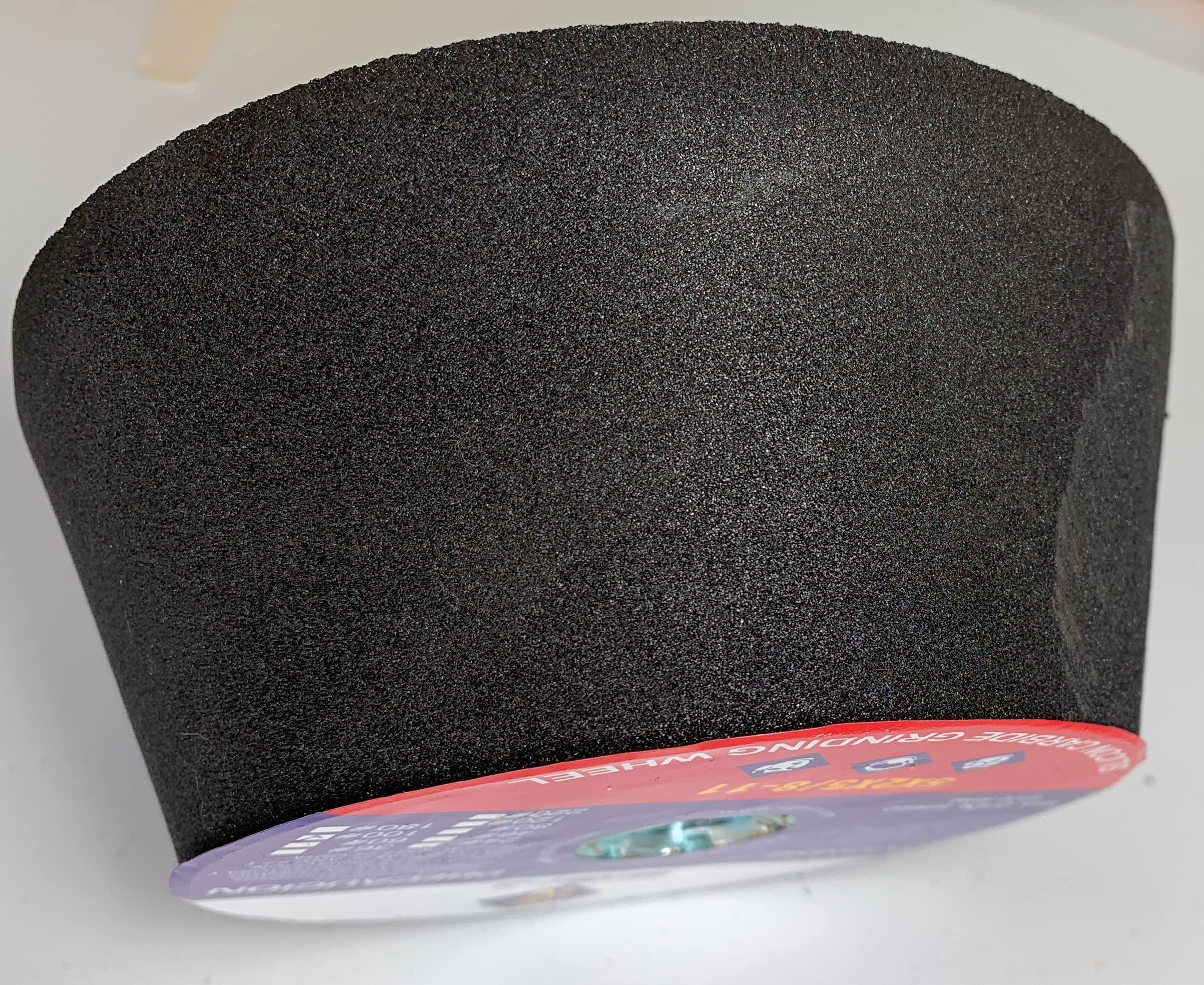 Piedra de molienda de copa con rosca de árbol para moler granito 5X2X5/8-11 (paquete de 1) (SiC negro, grano 100)