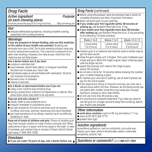 Miniatura 5 de Tienda Basic Care Goma de mascar Polacrilex de nicotina sin recubrimiento, 2 mg, sabor original, ayuda para dejar de fumar, 310 unidades