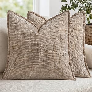 MIULEE Slubby Textured Decorative Throw Pillow Covers Oatmeal 20x20