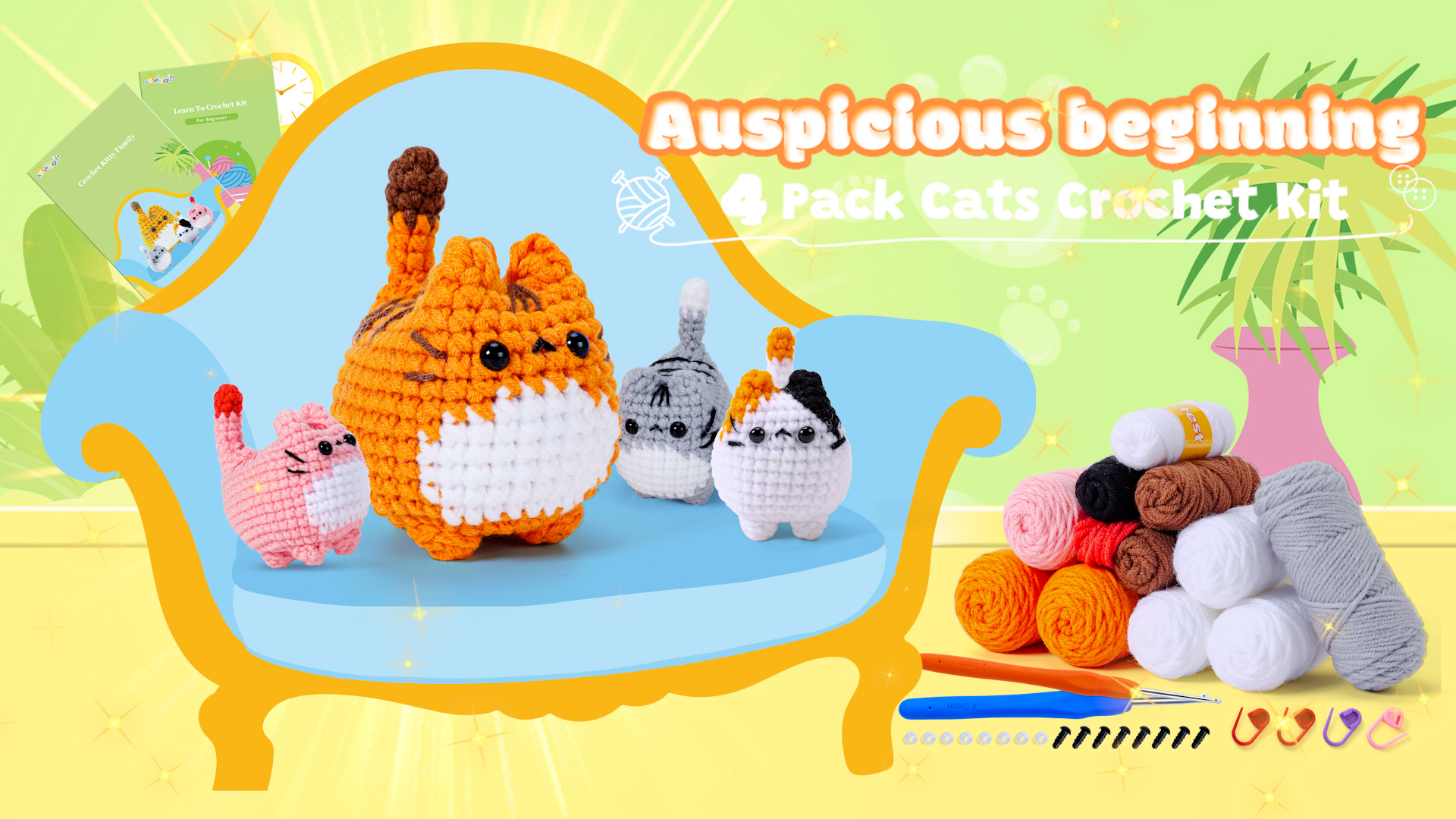 Amazon.com: Crochet Kit for Beginners-4PCS Cat Crochet Kits for