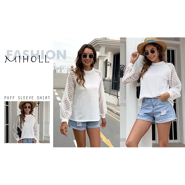 MIHOLL-Womens-Long-Sleeve-Tops-Lace-Casual-Loose-Blouses-T-Shirts MIHOLL Womens Summer Tops Casual Loose Shirt Blouse (Black, Medium)