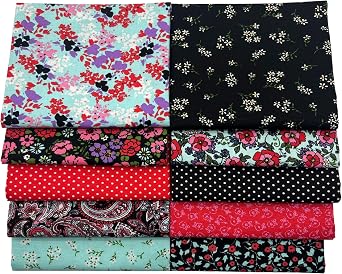10Pcs Floral Cotton Fat Quarters Fabric 18 x 21 for Sewing & Quilting Bundles and DIY Craft Patchwork (Multy 2)