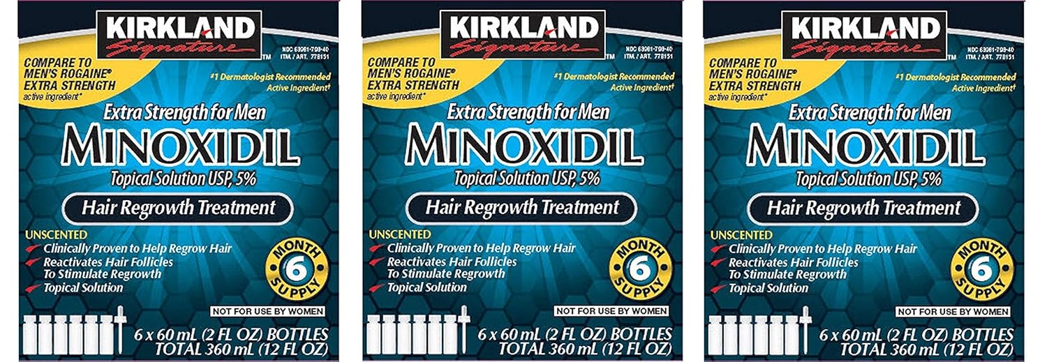 Minoxidil 5 Extra Strength Hair Loss Regrowth Treatment Men 3 Pack 6 Months Supply