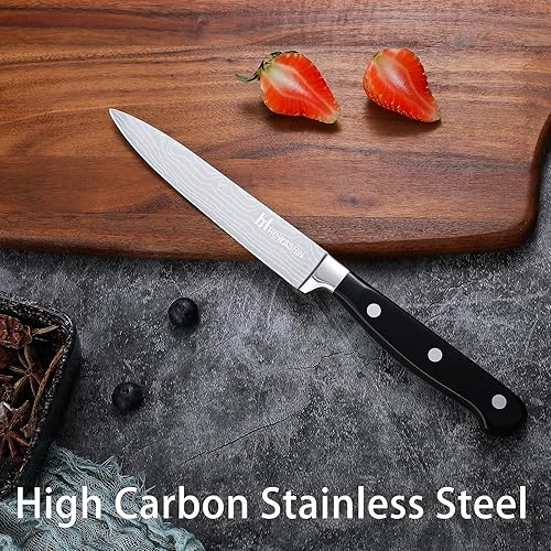 Miniatura 4 de Cuchillo de chef de 5 pulgadas, cuchillo de cocina profesional afilado alemán de alto carbono, mango ergonómico con caja de regalo de Navidad