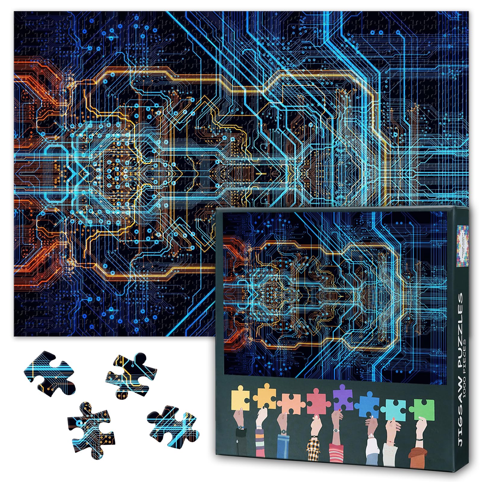 1000 Piece Puzzle for Adults Computer Technology Theme Electronic CPU Chip Circuit Board Detailed Artwork 27.5 x 19.7 Inches
