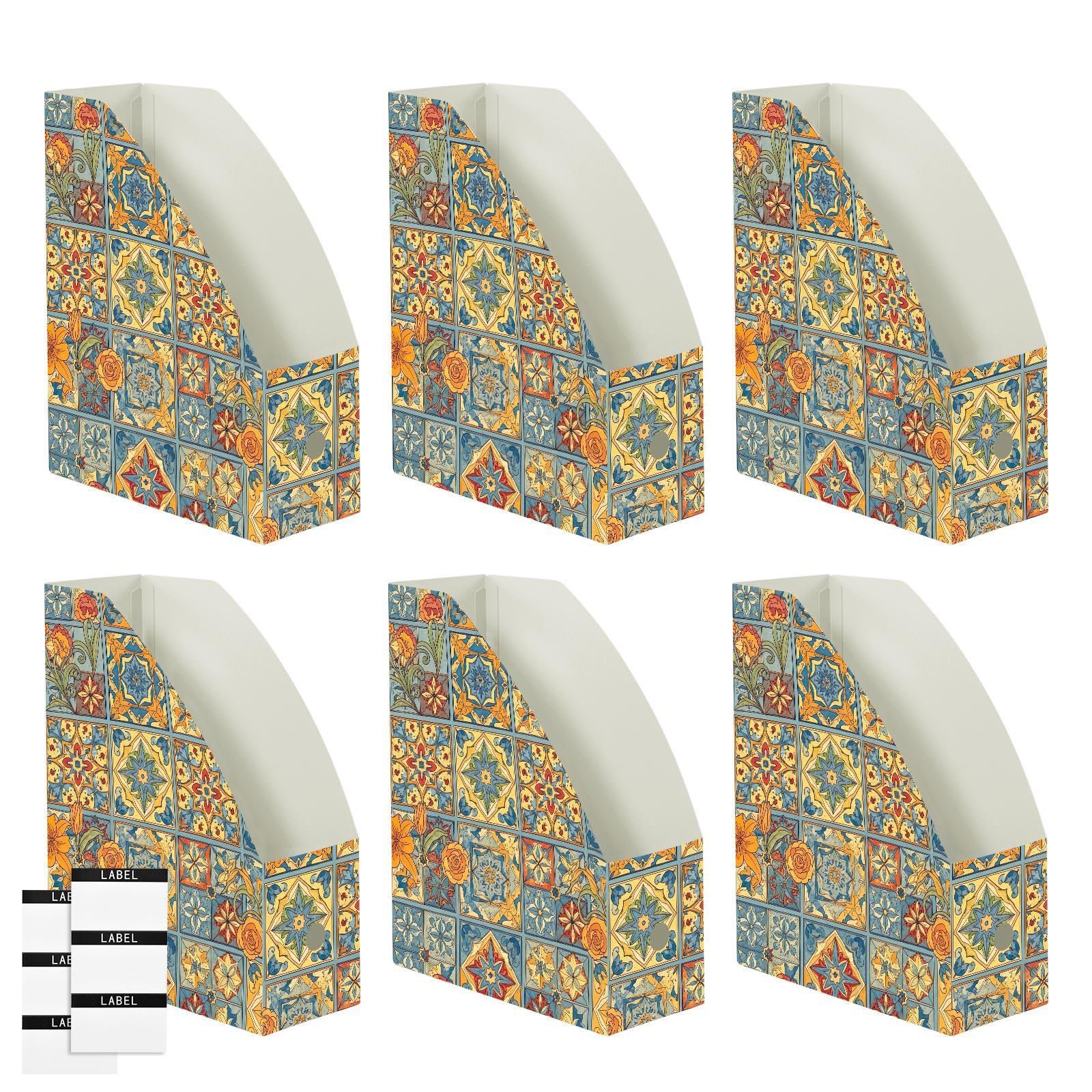 Organiseur de dossiers à clipser Motif floral Bleu