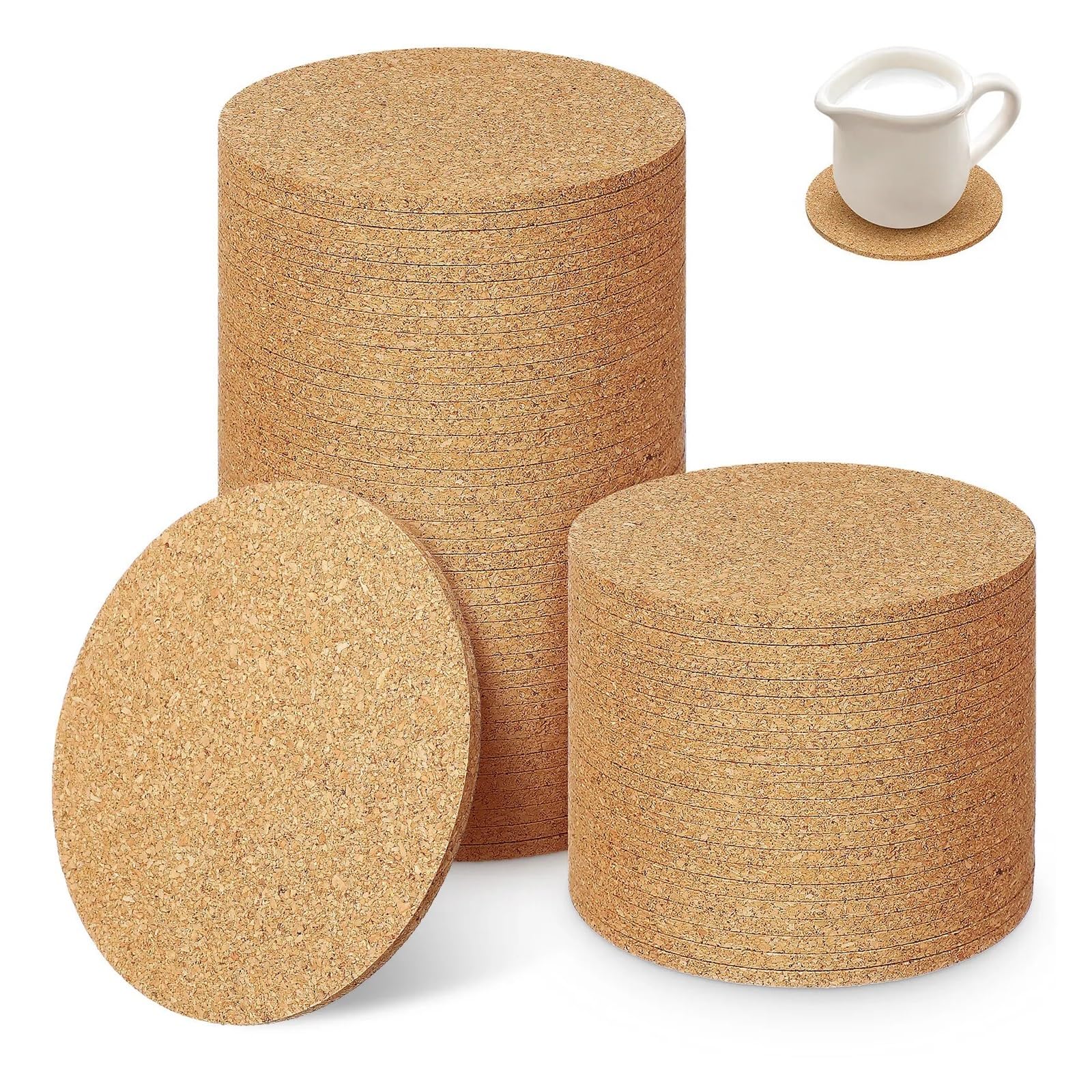 100 Pack Round Cork Coaster For Daily Drink Use