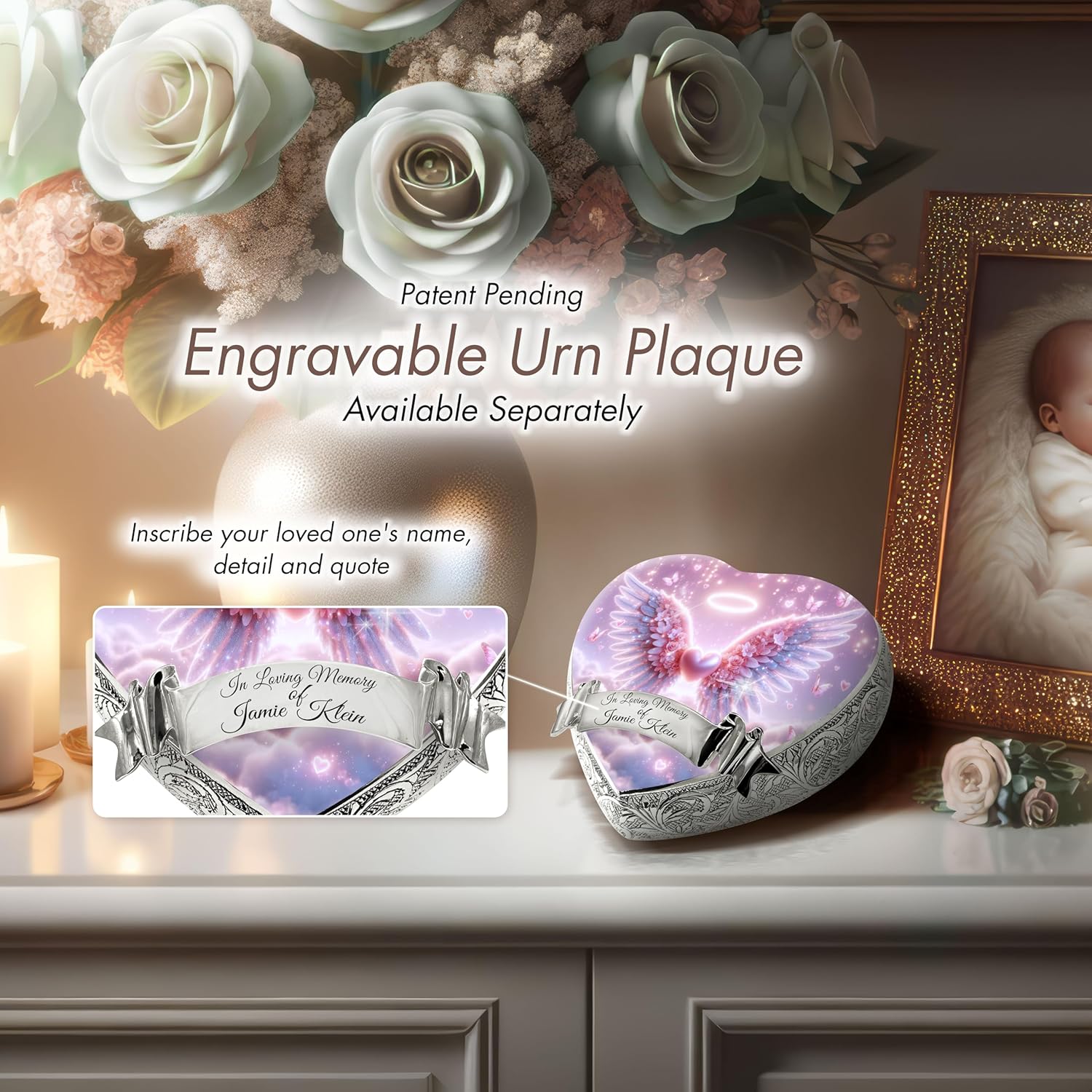 Pink Angel Baby Urns for Ashes Personalized Baby Urn and Decorative Infant Urns for Baby Girl and Infant Urns for Baby Boy Keepsake or Small Baby Urns for Ashes Boy or Girl Infants
