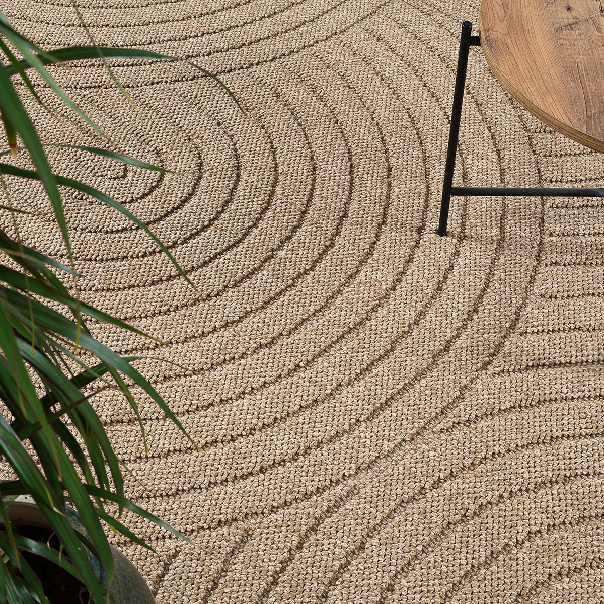 the carpet Cairo – Tapis d’extérieur résistant aux intempéries, Aspect Jute Naturel avec Boucles, Durable, Facile d’Entretien, pour Balcon, terrasse et Jardin, 160 x 220 cm