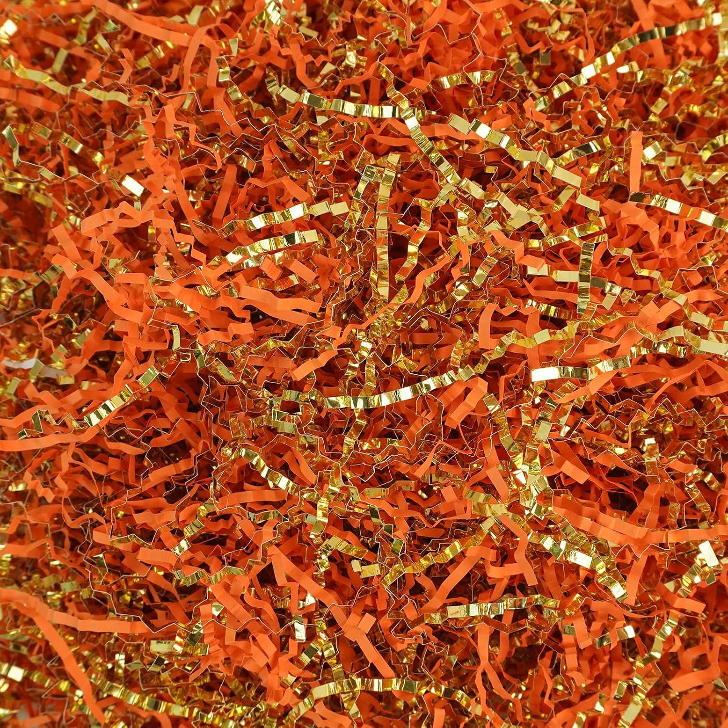 TORONTOKYO 2 LB Fall Crinkle Cut Paper Shred Filler Gift Wrapping & Basket Filler Orange Gold Shredded Paper for Autumn,Thanksgiving Day, Birthday, Wedding, Party Decor