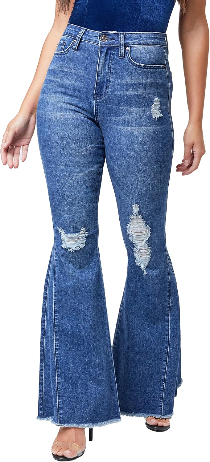 YMI Womens Repreve W/Lycra Gigi HIGH Rise Extreme FIT & Flare, R1642, 3 Blue