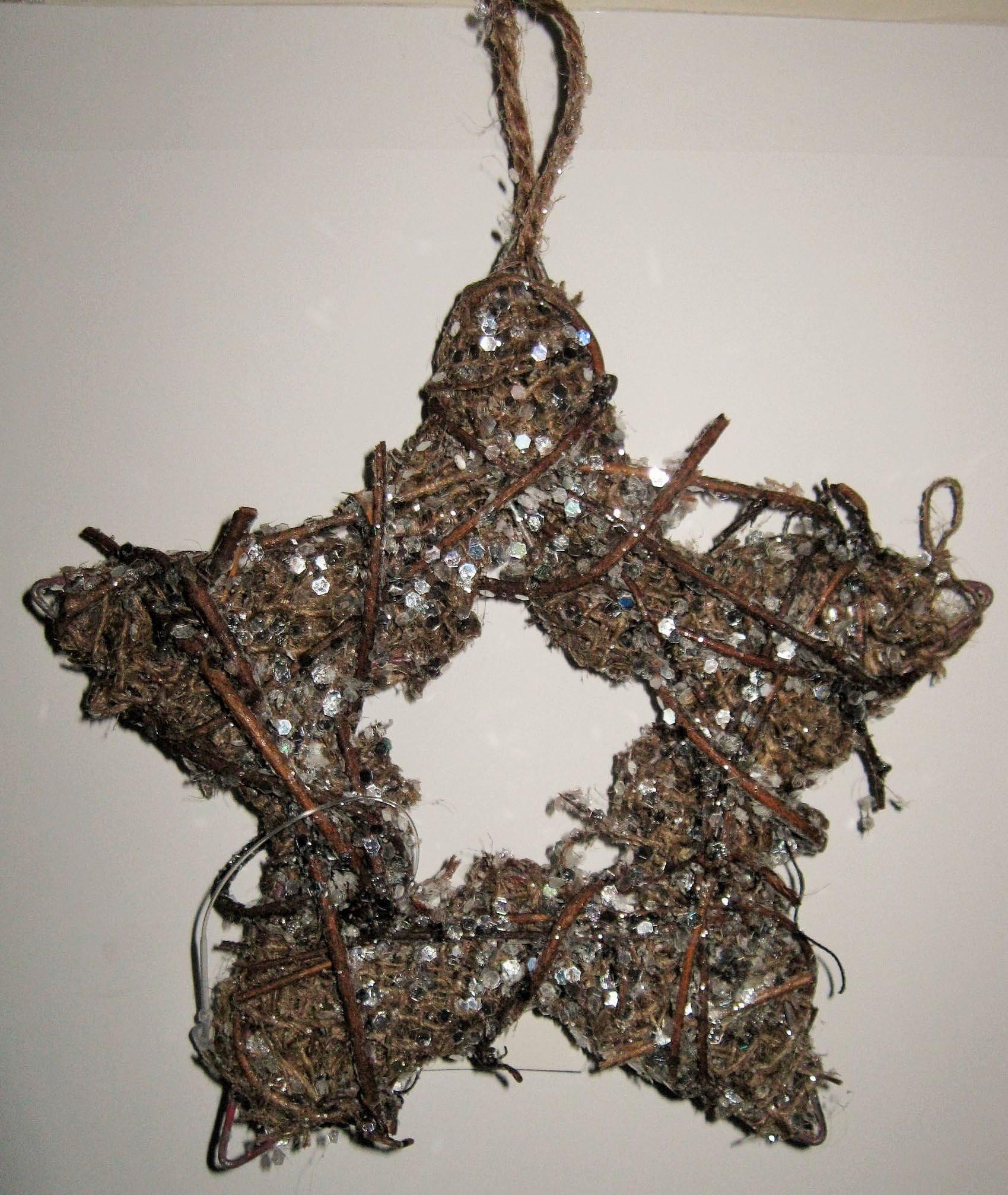 Glitter Burlap and Rattan Star (9.8 inch)