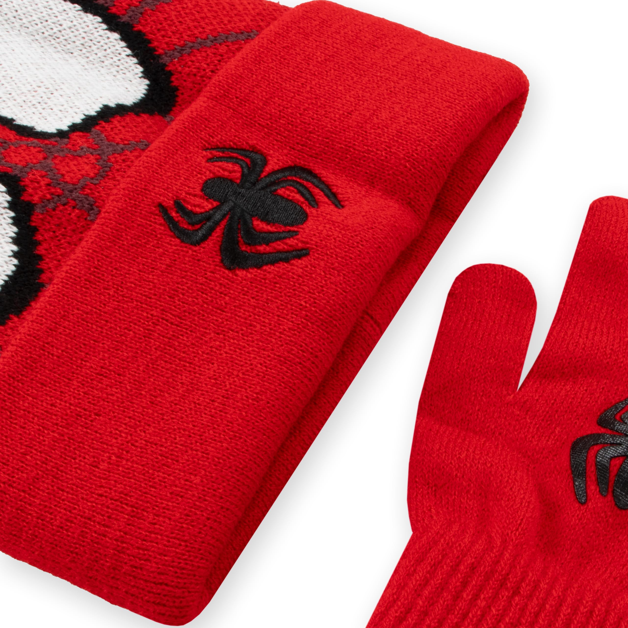 Marvel Spiderman Set Guantes y Gorra para Niños Invierno Rojo Talla Única