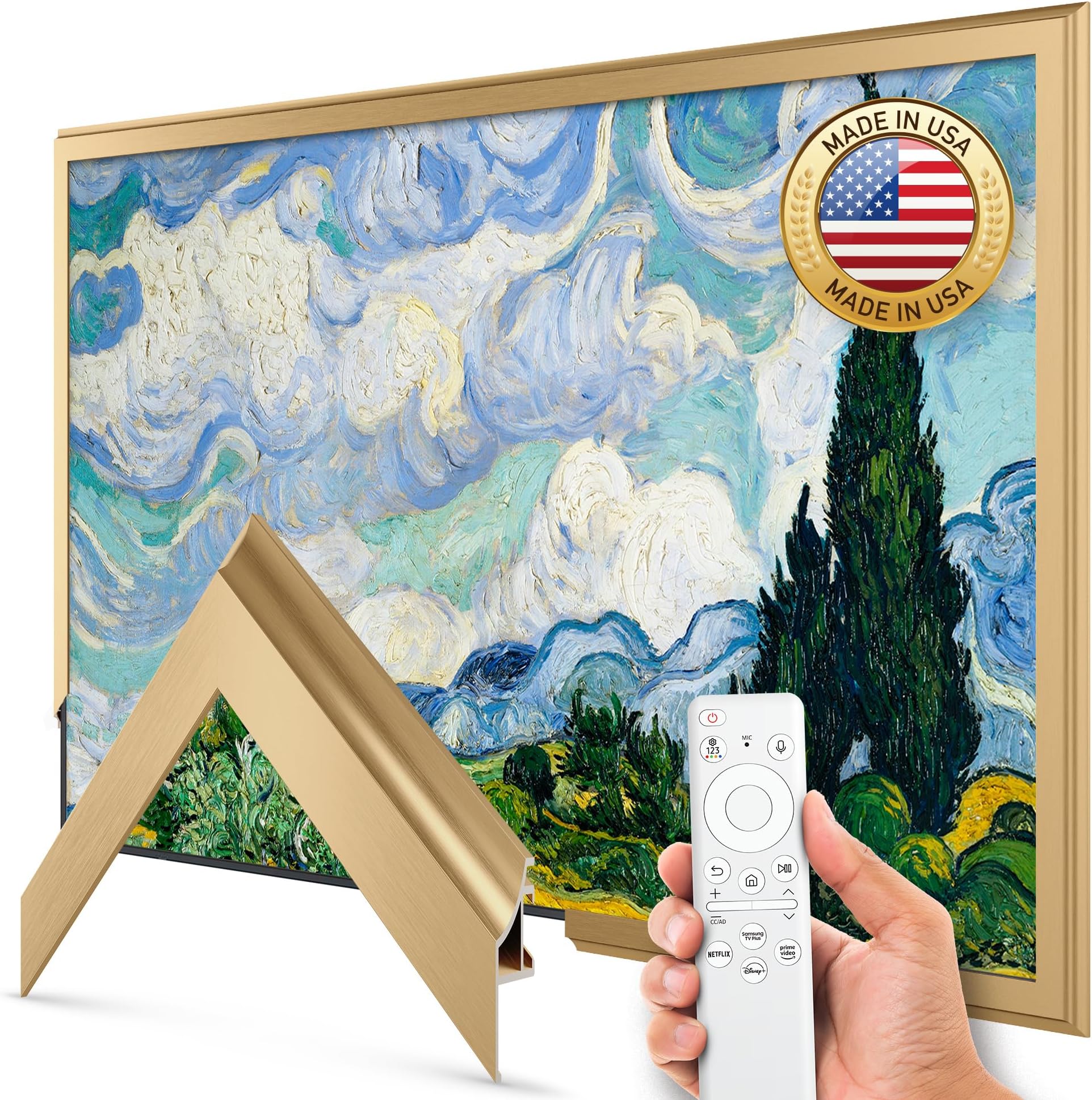 Frame My TV Deco s Alloy Scoop - Pale Gold Bezel Compatible ONLY with Samsung The (50", Fits 2021-2022 )