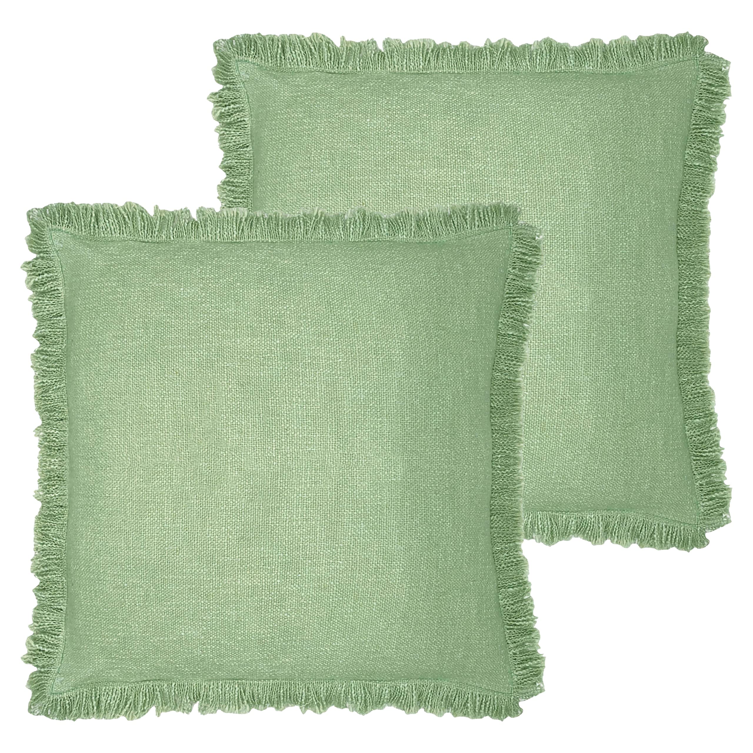 furn. Korin Polyester Filled Cushion Twin Pack, Cotton, Eucalyptus,50 x 50cm