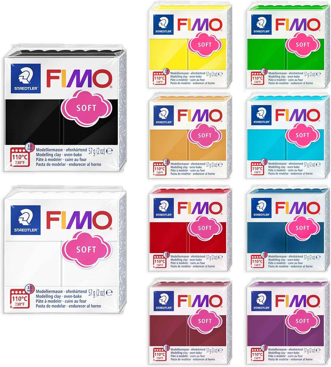 FIMO Soft Polymer Oven Bake Modelling Clay - 10 x 57g - Essentials Pack of 10