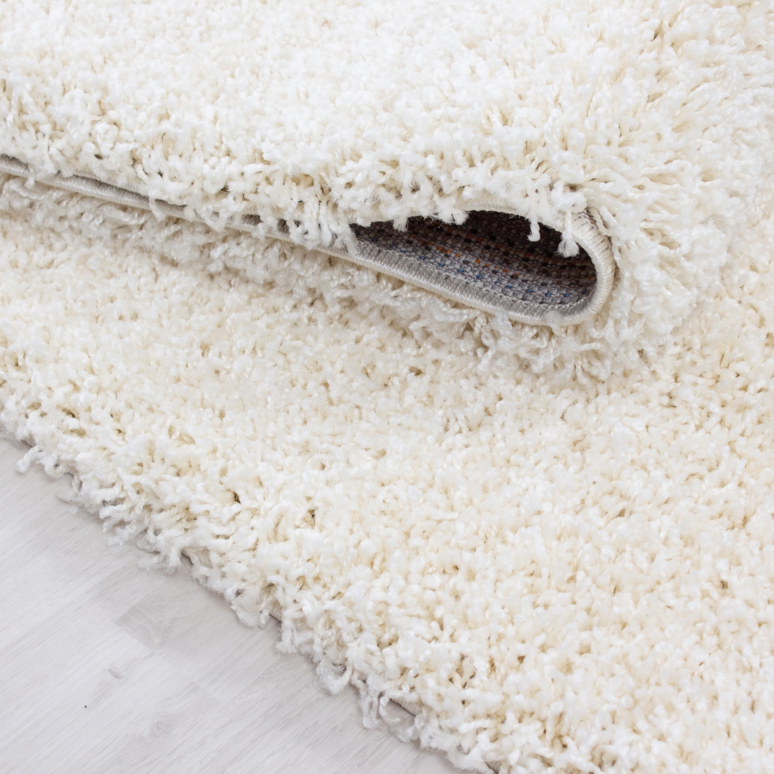 Teppich-Traum Moderner Shaggy Teppich Hochflor Uni Creme 140x200 cm