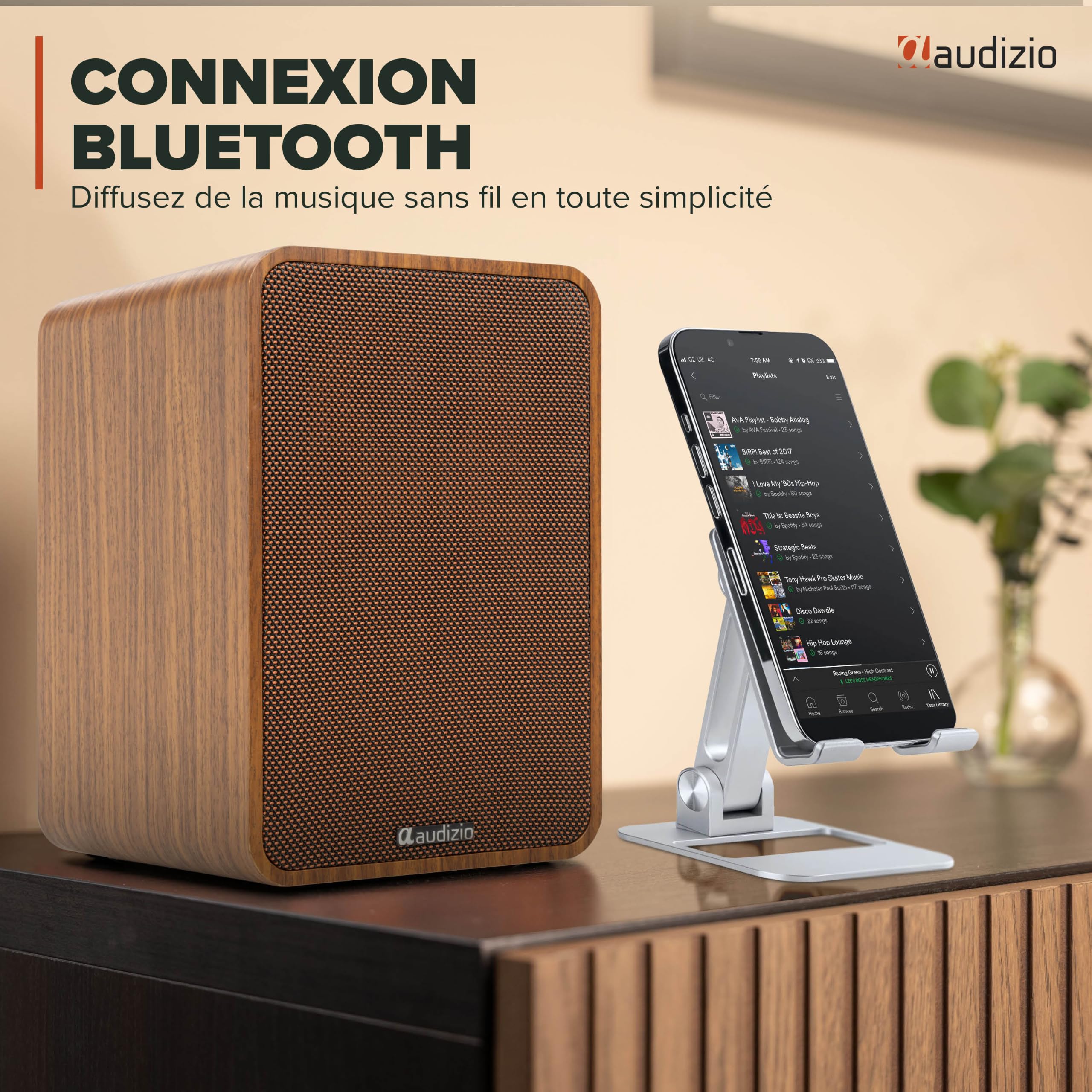 Audizio KS10 Enceintes Hi-FI Actives HDMI Arc BT 5.3 Noyer