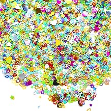 100g/3.53 OZ Sequins Colorful Glitter, 100 Packs Love Heart Flowers Stars Metallic Iridescent Chunky Glitter Sequin Nail Glitter for Women Girls Decorations Resin Epoxy Accessories