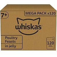 Whiskas Senior 7+ Cibo Umido per Gatti in Gelatina - 120 Sacchetti (1 Confezione Grande)