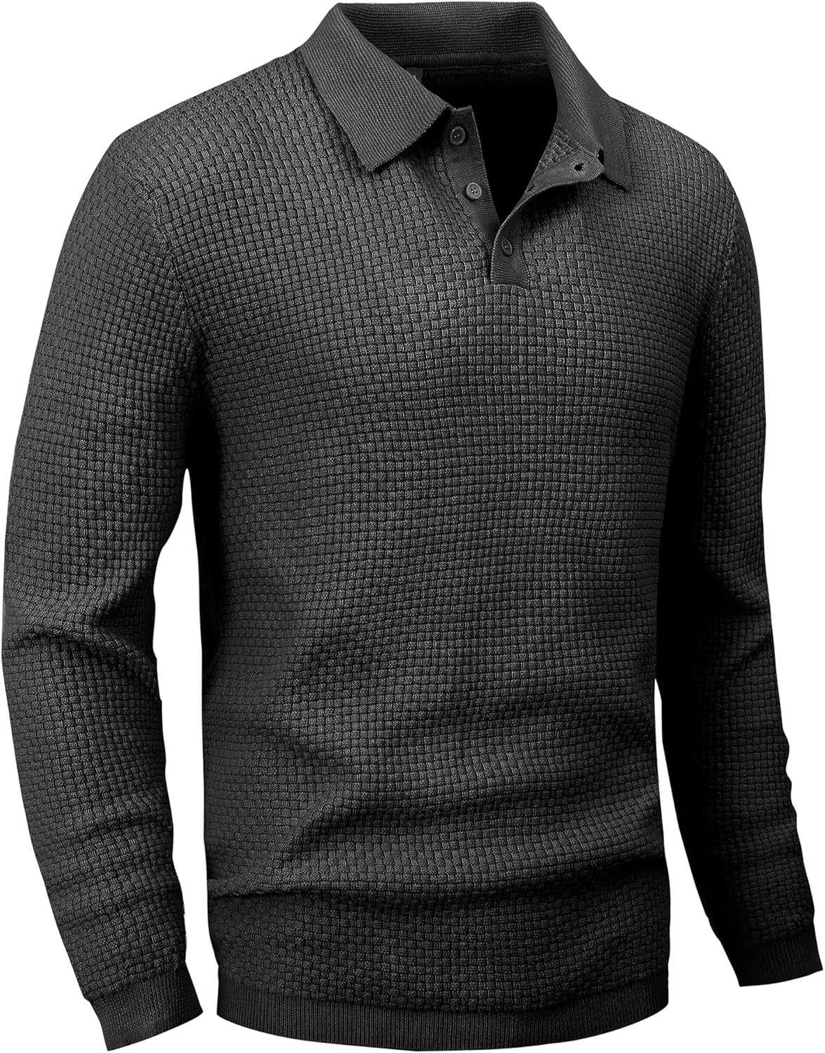 Zaitun Mens Knit Polo Sweater Long Sleeve Lightweight Collared Pullover Casual Sweaters Khaki