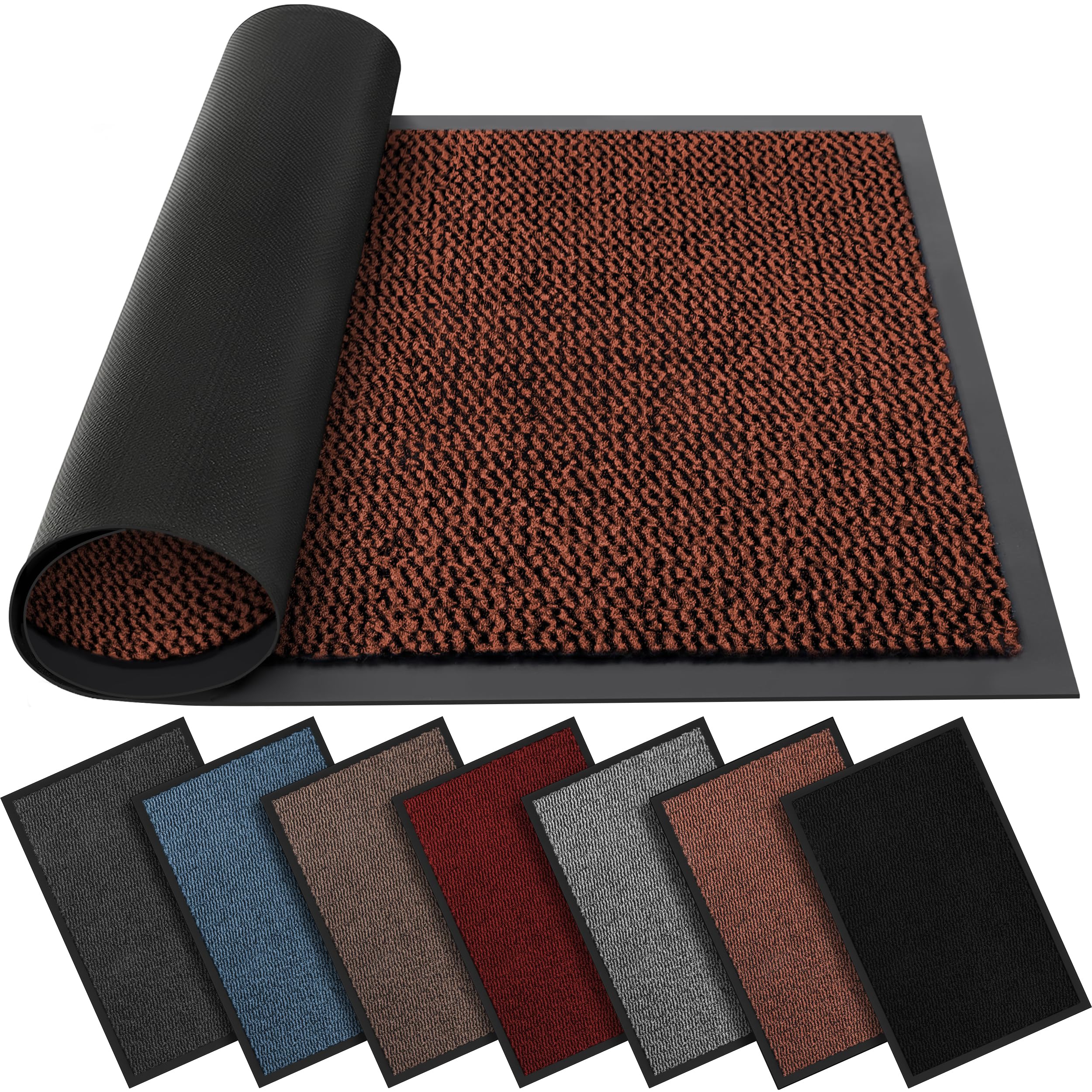 BLADO Washable Door Mats - Non-Slip Heavy Duty Doormats - Stylish Large Rubber Mat - Perfect Dust Grabbing Indoor & Outdoor Mat (Rust, 60cm x 120cm)