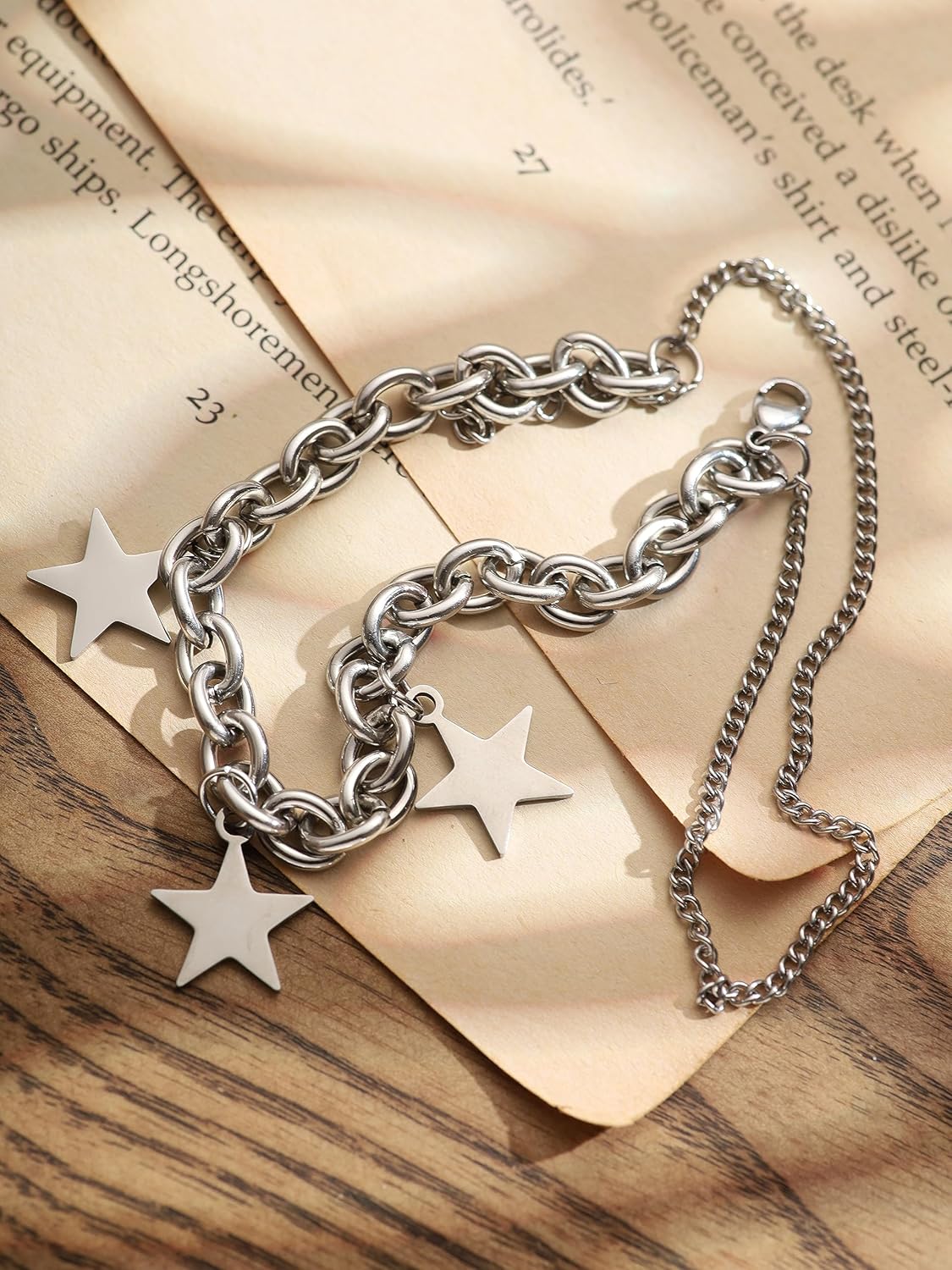 Sacina Y2k Aesthetic Star Bracelet, Star Jewelry Y2k Grunge Silver-tone charm Bracelet, Christmas New Year Jewelry Gift for Women - Image 6