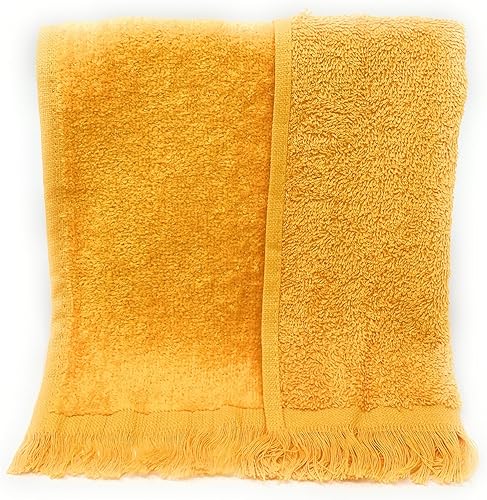 Miniatura 4 de Paquete de 12 toallas de rizo reversibles con flecos con dobladillo (tamaño 11 pulgadas de ancho x 18 pulgadas de largo), algodón (dorado) a precio