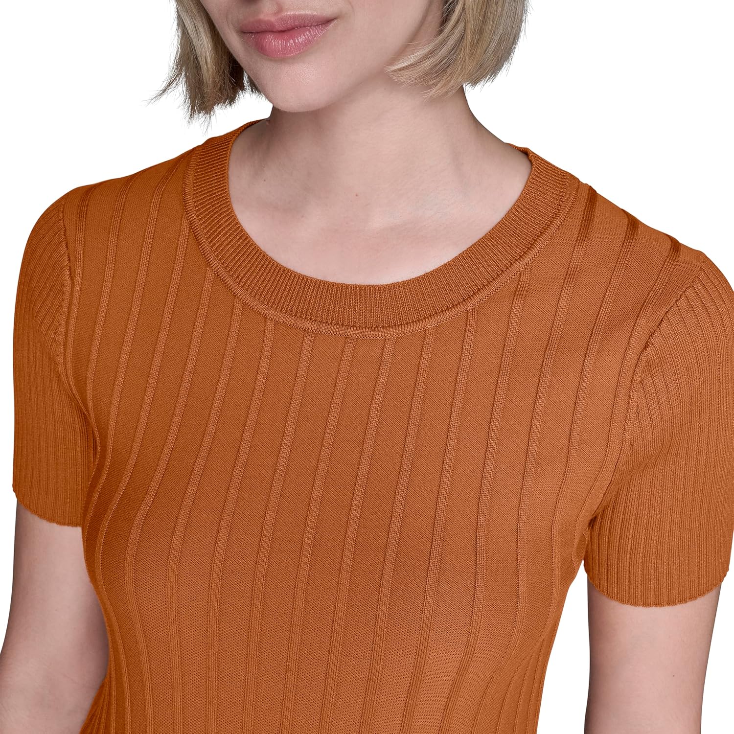 Karl Lagerfeld Womens Short Sleeve Round Neck Ribbed Sweater - Image 5