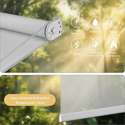 Miniatura 3 de Boolegon Persianas enrollables para ventanas con aislamiento térmico, de tela con aislamiento térmico, de fácil instalación, persianas traslúcidas