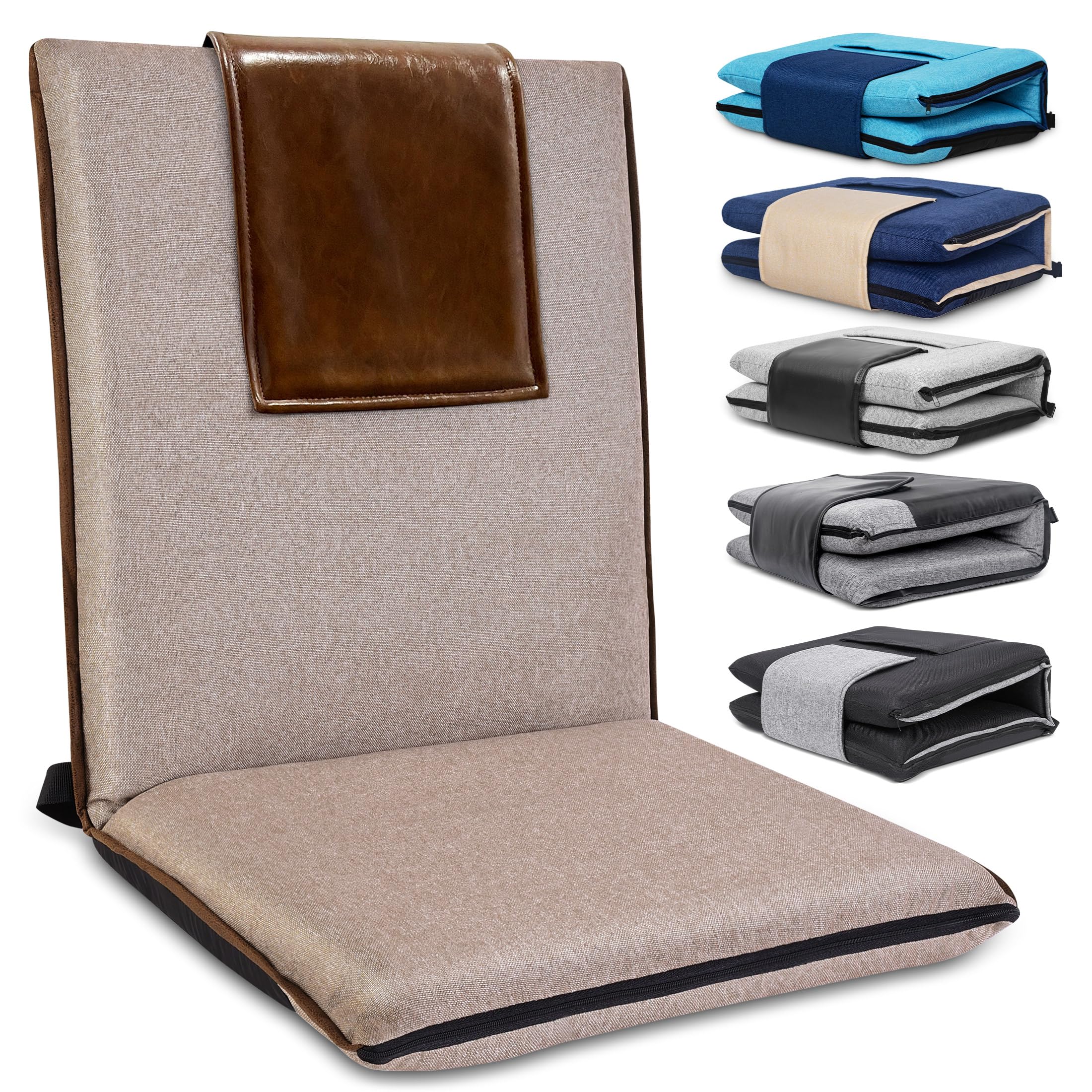 Photo 1 of FASTMOMENT Foldable Floor Chair with Back Support - Brown