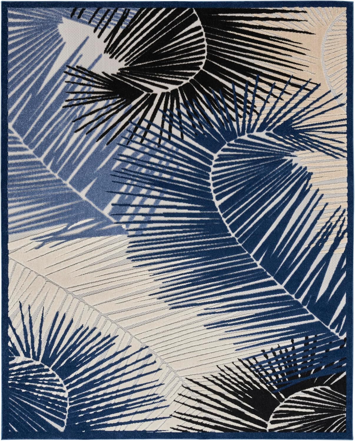 Nourison Home Aloha Indoor/Outdoor Navy 5'3" x 7'3" Area Rug, Easy Clean, Non Shedding, Bed Room, Living Room, Dining Room, Deck, Patio, Backyard (5x7)