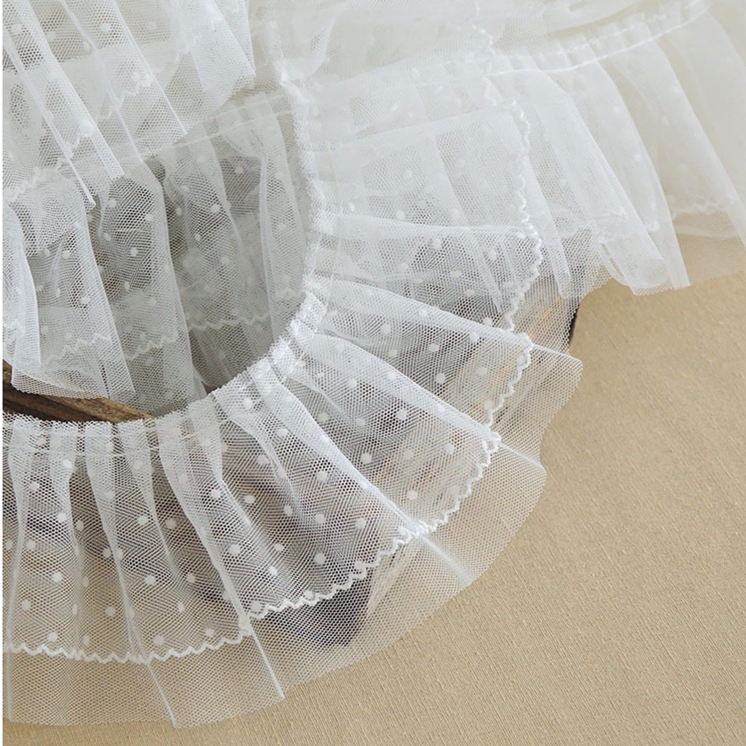 Ruban dentelle plissée inélastique blanche de 10 cm pour réparer et embellir une robe