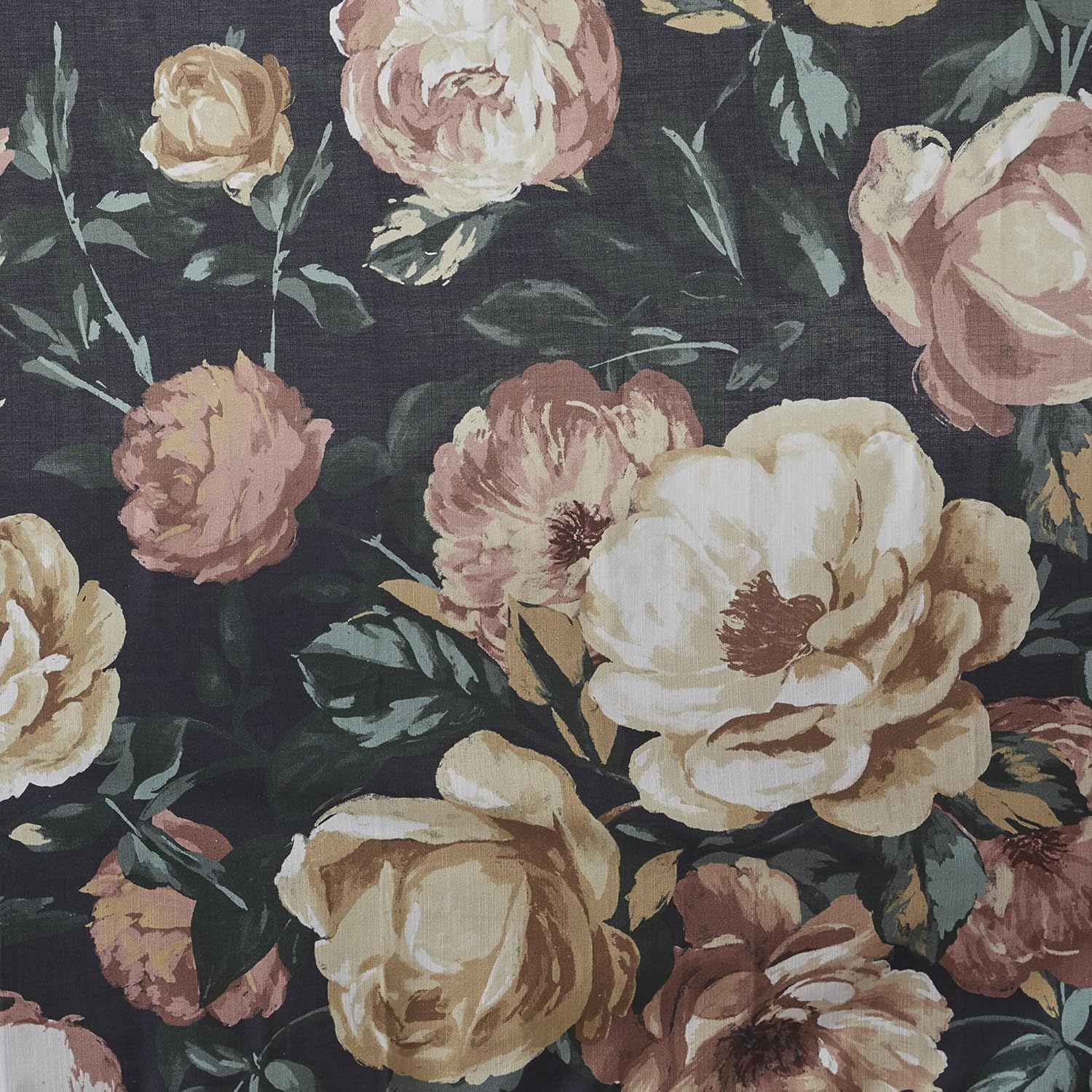 Madison Park Charisma 100% Cotton Shower Curtain, Slub Fabric for Softer Feel Casual Shabby Chic Floral Print, Shabby Chic Modern Bathroom Décor, Machine Washable Bath Privacy Screen, 72x72, Navy