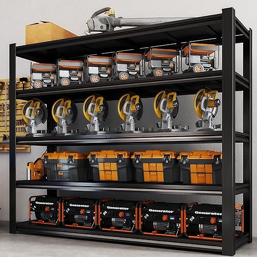 Miniatura 2 de Estantería de garaje de 84 pulgadas de alto, estantes de almacenamiento resistentes, 3500 libras, estantes de metal ajustables y almacenamiento para
